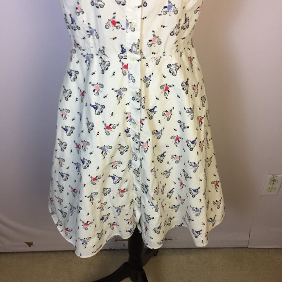Boden Sophia Shirt Dress Sz 6P Womans Petite White Vespa Scooter Retro Inspired - Picture 12 of 15